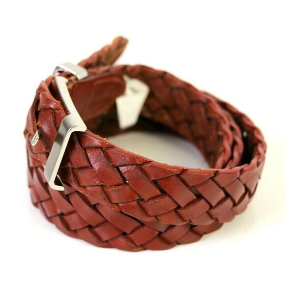 Jones Wear BRAIDED BROWN GENUINE LEATHER 1"Wd CASUAL DRESS WOMEN'S BELT L (T10 - Picture 3 of 9